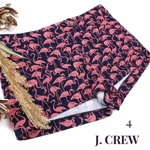 J. Crew Navy Pink Flamingo Shorts Size 4 - Picture 1 of 11